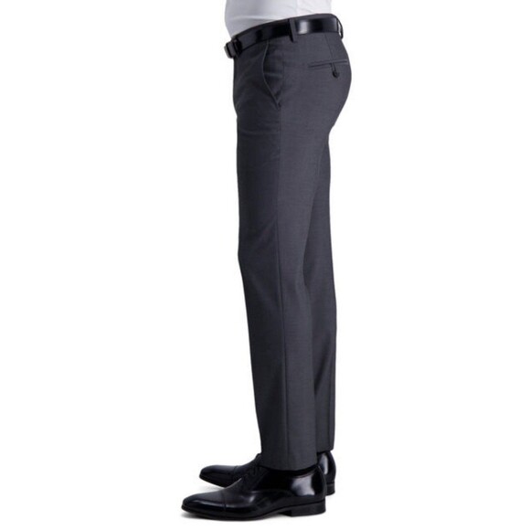Haggar Dress Pants Mens 30x30* Black  Slim Fit Flat Front Polyester Blend Career - Picture 2 of 13